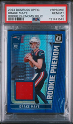 Graded 2024 Panini Donruss Optic Drake Maye #RPBDME Rookie Phenoms Relic Rookie RC Football Card PSA 10 Gem Mint (ONLINE ORDER ONLY)