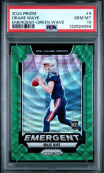 Graded 2024 Panini Prizm Drake Maye #4 Emergent Green Wave Rookie RC Football Card PSA 10 Gem Mint (ONLINE ORDER ONLY)