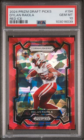 Graded 2024 Panini Prizm Draft Picks Dylan Raiola #194 Red Ice Rookie RC Football Card PSA 10 Gem Mint (ONLINE ORDER ONLY)