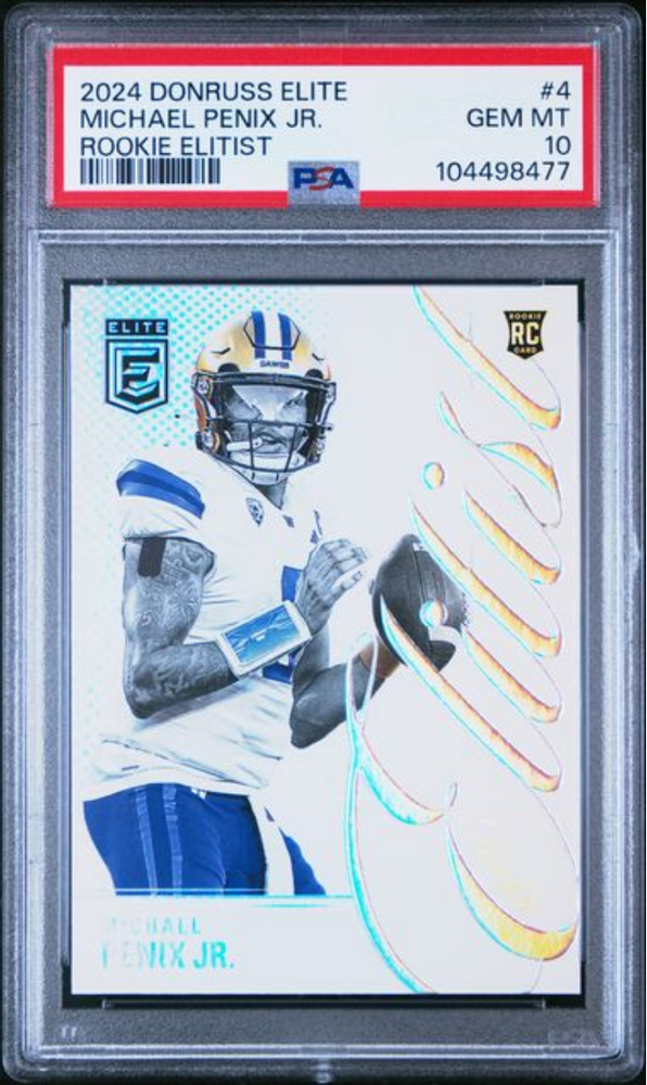 Graded 2024 Panini Donruss Elite Michael Penix Jr #4 Rookie Elitist Rookie RC Football Card PSA 10 Gem Mint (ONLINE ORDER ONLY)