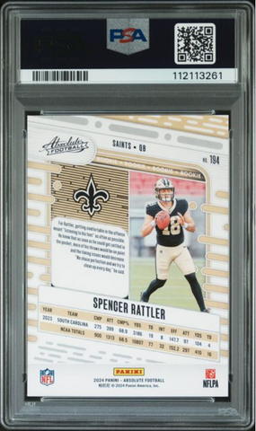 Graded 2024 Panini Absolute Spencer Rattler #194 Rookie RC Football Card PSA 10 Gem Mint (ONLINE ORDER ONLY)