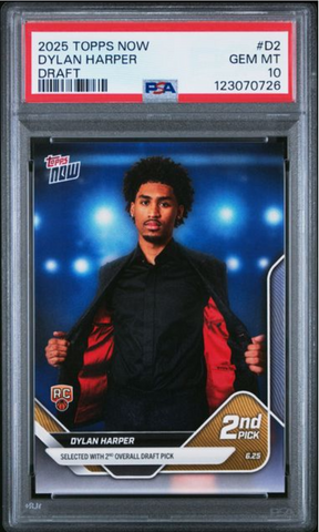 Graded 2025 Topps Now Dylan Harper #D2 Draft Rookie RC Basketball Card PSA 10 Gem Mint (ONLINE ORDER ONLY)