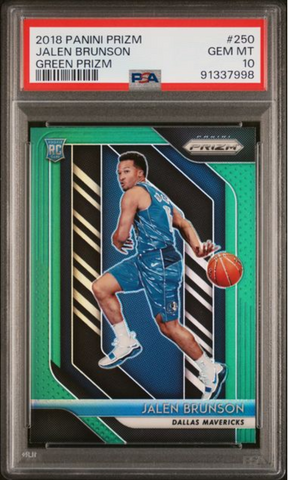 Graded 2018 Panini Prizm Jalen Brunson #250 Green Prizm Rookie RC Basketball Card PSA 10 Gem Mint (ONLINE ORDER ONLY)