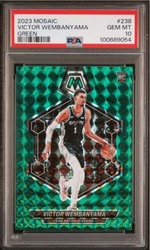 Graded 2023 Panini Mosaic Victor Wembanyama #238 Green Rookie RC Basketball Card PSA 10 Gem Mint (ONLINE ORDER ONLY)