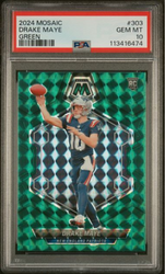 Graded 2024 Panini Mosaic Drake Maye #303 Green Rookie RC Football Card PSA 10 Gem Mint (ONLINE ORDER ONLY)