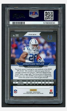 Graded 2020 Panini Prizm Jonathan Taylor #332 Disco Prizm Rookie RC Football Card PSA 10 Gem Mint (ONLINE ORDER ONLY)