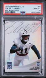 Graded 2025 Panini Donruss Elite Abdul Carter #5 Rookie Elitist /799 Rookie RC Football Card PSA 10 Gem Mint (ONLINE ORDER ONLY)