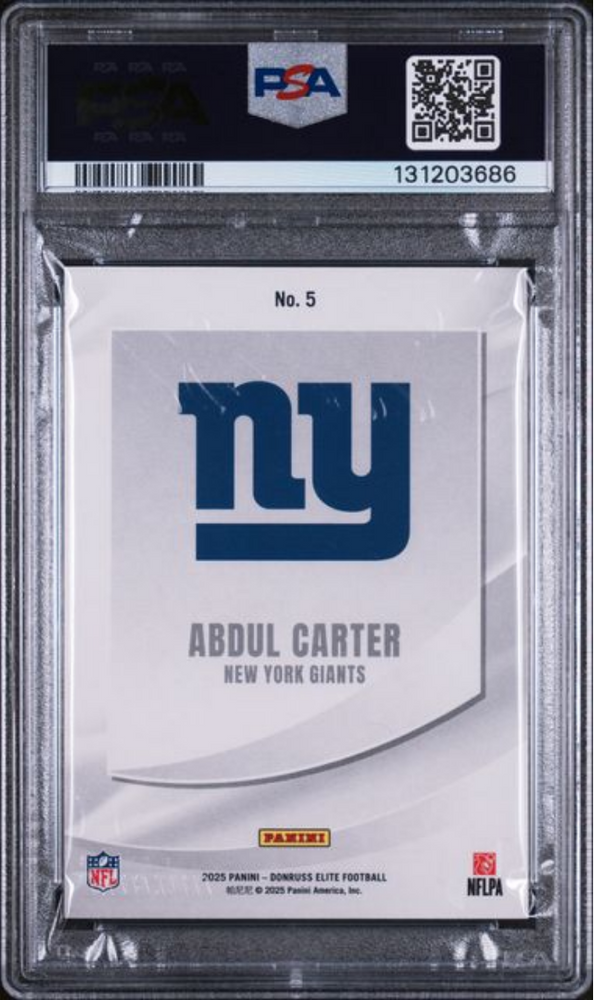 Graded 2025 Panini Donruss Elite Abdul Carter #5 Rookie Elitist /799 Rookie RC Football Card PSA 10 Gem Mint (ONLINE ORDER ONLY)