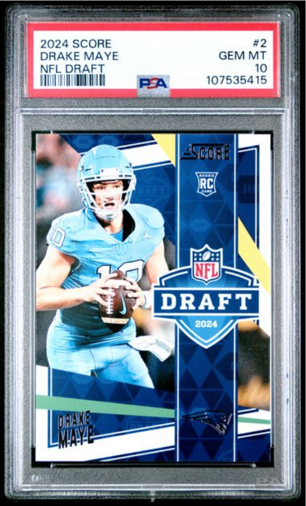 Graded 2024 Panini Score Drake Maye #2 NFL Draft Rookie RC Football Card PSA 10 Gem Mint (ONLINE ORDER ONLY)