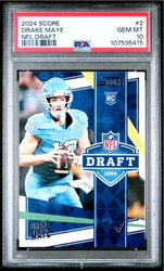 Graded 2024 Panini Score Drake Maye #2 NFL Draft Rookie RC Football Card PSA 10 Gem Mint (ONLINE ORDER ONLY)
