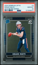 Graded 2024 Panini Donruss Optic Drake Maye #3 2014 Retro Series Rookie RC Football Card PSA 10 Gem Mint (ONLINE ORDER ONLY)