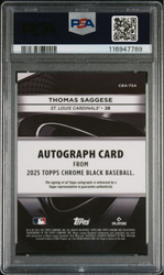 Graded 2025 Topps Chrome Black Thomas Saggese #TSA Autograph Gold Refractor /50 Rookie RC Baseball Card PSA 10 Gem Mint (ONLINE ORDER ONLY)