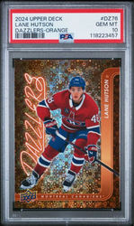 Graded 2024 Upper Deck Lane Hutson #DZ76 Dazzlers Orange Rookie RC Hockey Card PSA 10 Gem Mint (ONLINE ORDER ONLY)