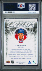Graded 2024 Upper Deck Lane Hutson #DZ76 Dazzlers Orange Rookie RC Hockey Card PSA 10 Gem Mint (ONLINE ORDER ONLY)