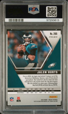 Graded 2020 Panini Mosaic Jalen Hurts #265 Reactive Orange Rookie RC Football Card PSA 10 Gem Mint (ONLINE ORDER ONLY)