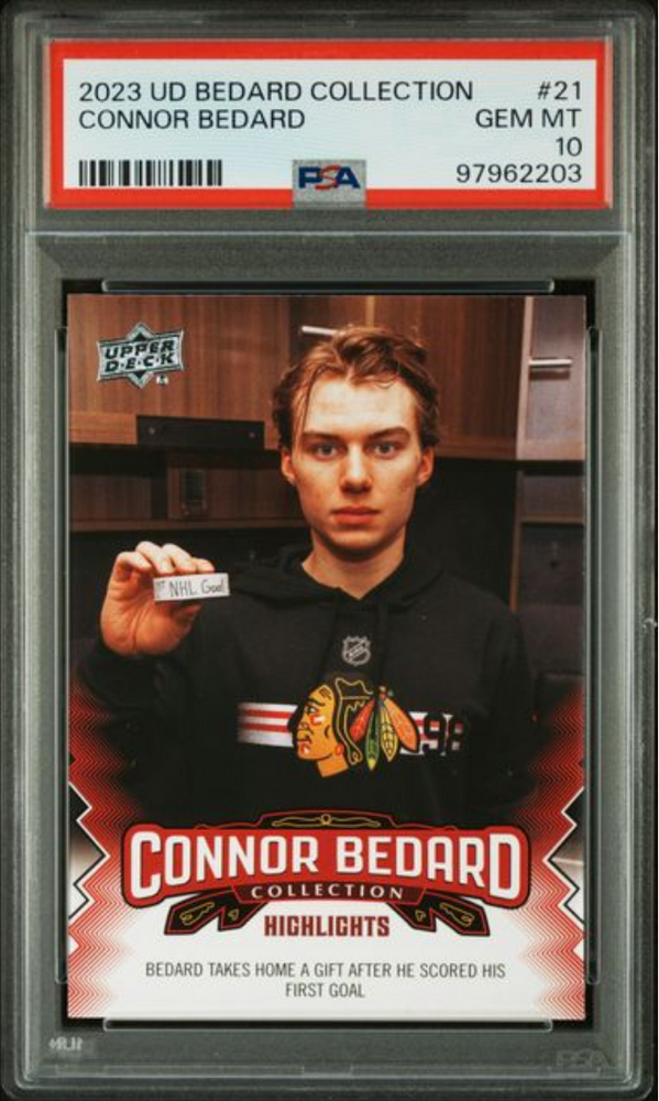 Graded 2023 Upper Deck Bedard Collection Connor Bedard #21 Rookie RC Hockey Card PSA 10 Gem Mint (ONLINE ORDER ONLY)