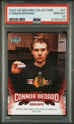 Graded 2023 Upper Deck Bedard Collection Connor Bedard #21 Rookie RC Hockey Card PSA 10 Gem Mint (ONLINE ORDER ONLY)