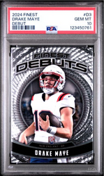 Graded 2024 Topps Finest Drake Maye #D3 Debut Rookie RC Football Card PSA 10 Gem Mint (ONLINE ORDER ONLY)