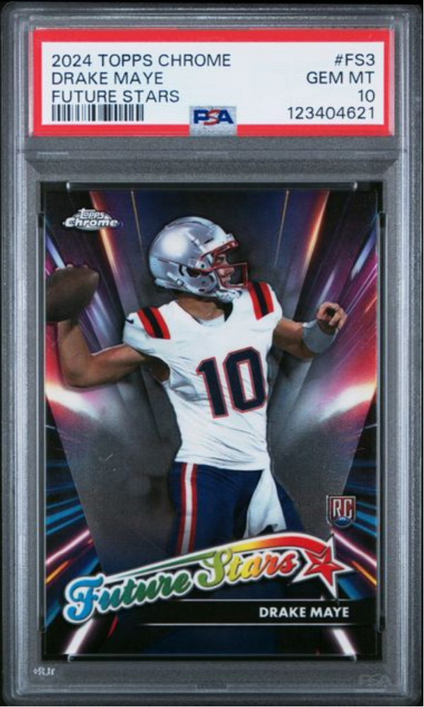 Graded 2024 Topps Chrome Drake Maye #FS3 Future Stars Rookie RC Football Card PSA 10 Gem Mint (ONLINE ORDER ONLY)