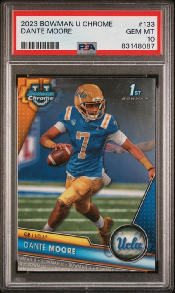 Graded 2023 Topps Bowman U Chrome Dante Moore #133 Rookie RC Football Card PSA 10 Gem Mint (ONLINE ORDER ONLY)