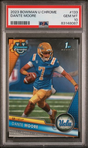Graded 2023 Topps Bowman U Chrome Dante Moore #133 Rookie RC Football Card PSA 10 Gem Mint (ONLINE ORDER ONLY)