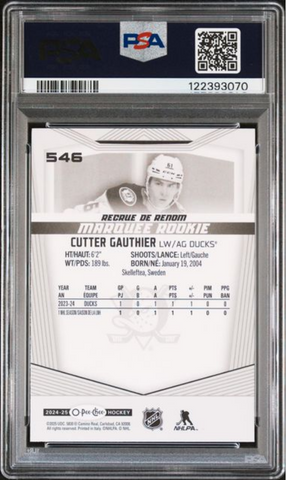 Graded 2024 Upper Deck O-Pee-Chee Cutter Gauthier #546 Rookie RC Hockey Card PSA 10 Gem Mint (ONLINE ORDER ONLY)
