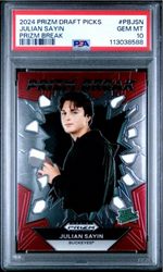 Graded 2024 Panini Prizm Draft Picks Julian Sayin #PBJSN Prizm Break Rookie RC Football Card PSA 10 Gem Mint (ONLINE ORDER ONLY)