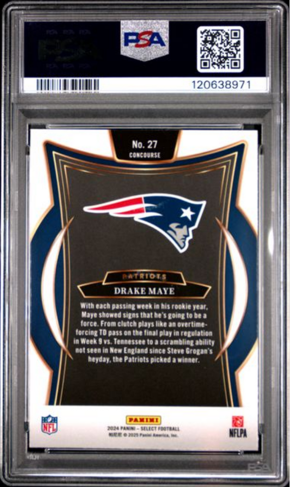 Graded 2024 Panini Select Drake Maye #27 Rookie RC Football Card PSA 10 Gem Mint (ONLINE ORDER ONLY)