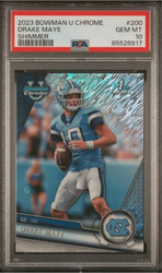 Graded 2023 Topps Bowman U Chrome Drake Maye #200 Shimmer Rookie RC Football Card PSA 10 Gem Mint (ONLINE ORDER ONLY)