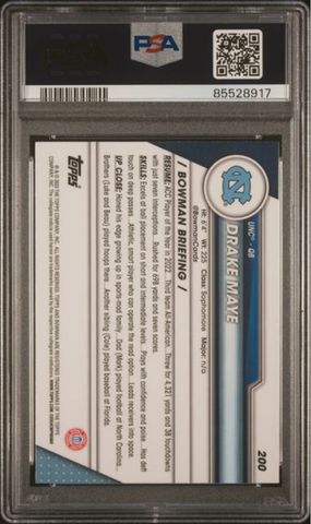 Graded 2023 Topps Bowman U Chrome Drake Maye #200 Shimmer Rookie RC Football Card PSA 10 Gem Mint (ONLINE ORDER ONLY)