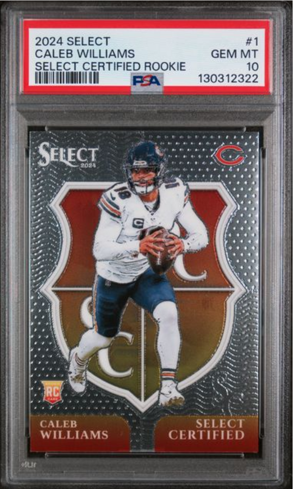 Graded 2024 Panini Select Caleb Williams #1 Select Certified Rookies Rookie RC Football Card PSA 10 Gem Mint (ONLINE ORDER ONLY)