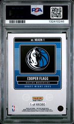 Graded 2025 Panini Instant Cooper Flagg #1 Draft Night Rookie RC Basketball Card PSA 9 Mint (ONLINE ORDER ONLY)