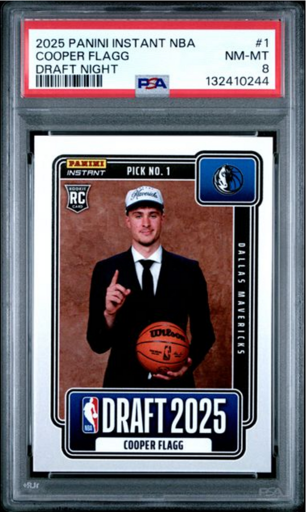 Graded 2025 Panini Instant Cooper Flagg #1 Draft Night Rookie RC Basketball Card PSA 8 Near Mint (ONLINE ORDER ONLY)