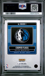 Graded 2025 Panini Instant Cooper Flagg #1 Draft Night Rookie RC Basketball Card PSA 8 Near Mint (ONLINE ORDER ONLY)
