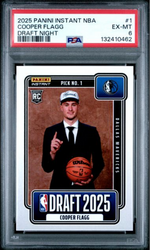 Graded 2025 Panini Instant Cooper Flagg #1 Draft Night Rookie RC Basketball Card PSA 6 EX (ONLINE ORDER ONLY)