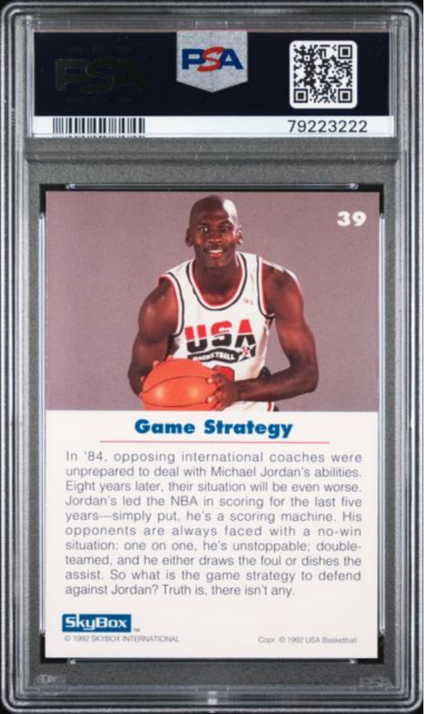 Graded 1992 Skybox Michael Jordan #39 USA Basketball Card PSA 10 Gem Mint (ONLINE ORDER ONLY)