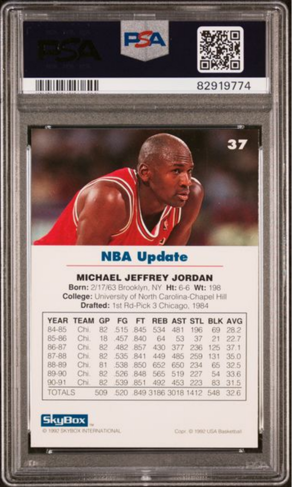 Graded 1992 Skybox Michael Jordan #37 USA Basketball Card PSA 10 Gem Mint (ONLINE ORDER ONLY)