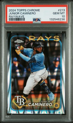 Graded 2024 Topps Chrome Junior Caminero #213 Raywave Rookie RC Baseball Card PSA 10 Gem Mint (ONLINE ORDER ONLY)