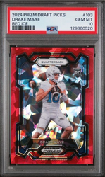 Graded 2024 Panini Prizm Draft Picks Drake Maye #103 Red Ice Rookie RC Football Card PSA 10 Gem Mint (ONLINE ORDER ONLY)