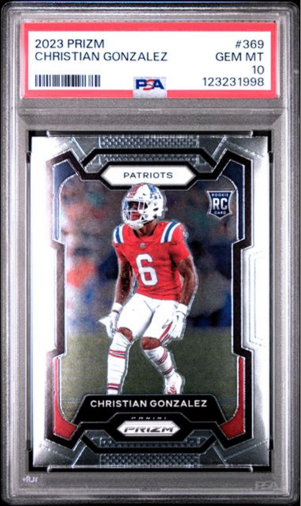Graded 2023 Panini Prizm Christian Gonzalez #369 Rookie RC Football Card PSA 10 Gem Mint (ONLINE ORDER ONLY)