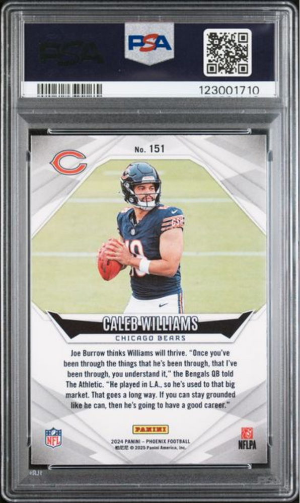 Graded 2024 Panini Phoenix Caleb Williams #151 Wave Rookie RC Football Card PSA 10 Gem Mint (ONLINE ORDER ONLY)
