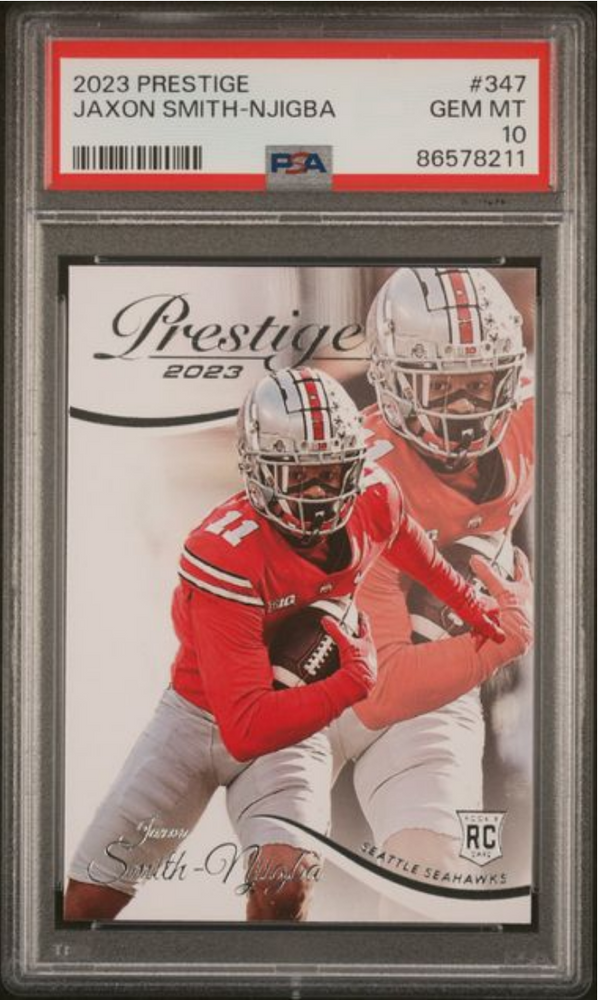 Graded 2023 Panini Prestige Jaxon Smith-Njigba #347 Rookie RC Football Card PSA 10 Gem Mint (ONLINE ORDER ONLY)