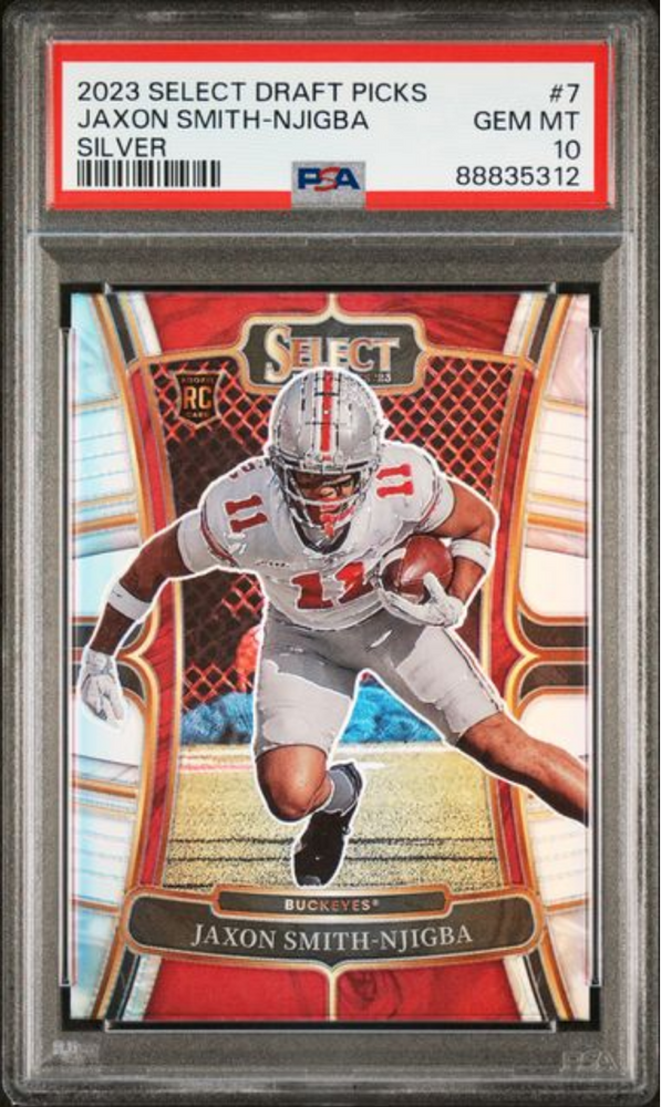 Graded 2023 Panini Select Draft Picks Jaxon Smith-Njigba #7 Silver Rookie RC Football Card PSA 10 Gem Mint (ONLINE ORDER ONLY)