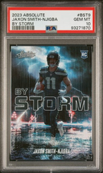 Graded 2023 Panini Absolute Jaxon Smith-Njigba #BST9 By Storm Rookie RC Football Card PSA 10 Gem Mint (ONLINE ORDER ONLY)
