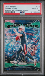 Graded 2024 Panini Prizm Drake Maye #22 Fireworks Green Wave Rookie RC Football Card PSA 10 Gem Mint (ONLINE ORDER ONLY)