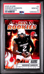 Graded 2025 Panini Score Shedeur Sanders #5 Hot Rookies Rookie RC Football Card PSA 10 Gem Mint (ONLINE ORDER ONLY)