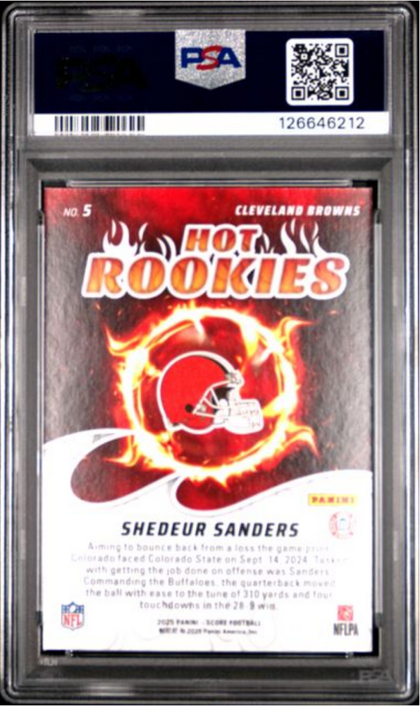 Graded 2025 Panini Score Shedeur Sanders #5 Hot Rookies Rookie RC Football Card PSA 10 Gem Mint (ONLINE ORDER ONLY)