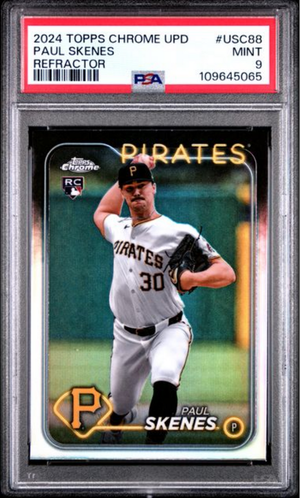 Graded 2024 Topps Chrome Update Paul Skenes #USC88 Refractor Rookie RC Baseball Card PSA 9 Mint (ONLINE ORDER ONLY)