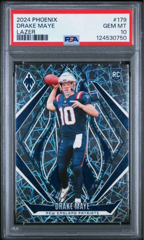 Graded 2024 Panini Phoenix Drake Maye #179 Lazer Rookie RC Football Card PSA 10 Gem Mint (ONLINE ORDER ONLY)