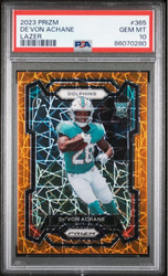 Graded 2023 Panini Prizm Devon Achane #365 Lazer Rookie RC Football Card PSA 10 Gem Mint (ONLINE ORDER ONLY)